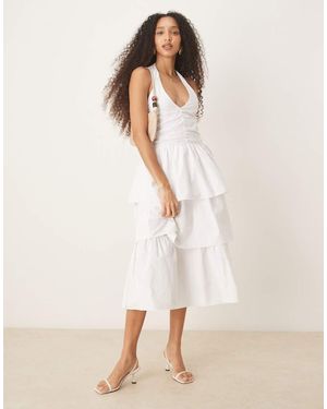 Glamorous Tiered Halterneck Maxi Dress - Natural