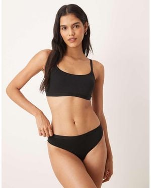 adidas Braguitas De Bikini Negras Elásticas De Pernera Alta Con Logo En El Mismo Tono De - Negro