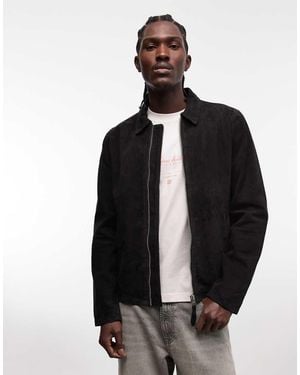 Schott Nyc Real Suede Harrington Jacket - Black
