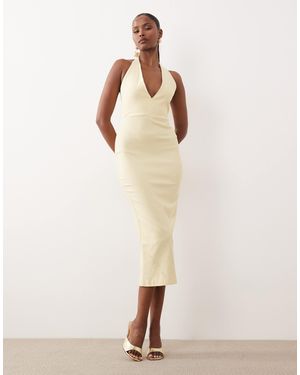 Vesper – neckholder-midikleid aus bengaline - Natur