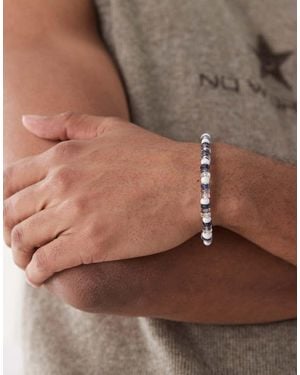 FADED FUTURE Bracciale Elasticizzato Blu Con Perline Multicolore - Marrone