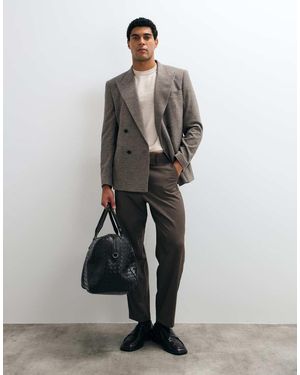 ASOS Giacca Da Abito Regular Doppiopetto A Quadri - Grigio