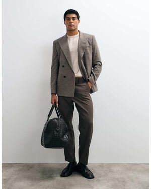 ASOS Regular Dubbelrijig Colbert Met Bruine Ruit - Grijs
