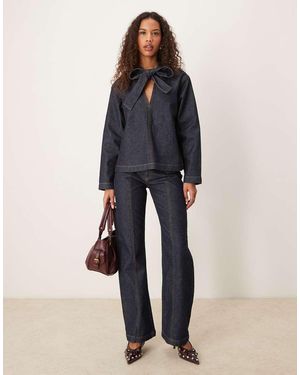 ASOS Jeans A Zampa Lavaggio Rinse Wash Con Dettagli Ad Ago Doppio - Blu