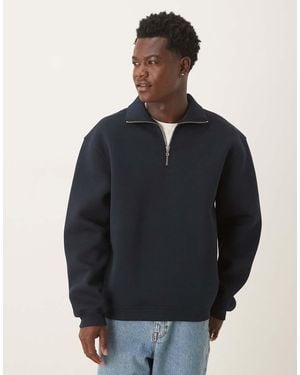 ASOS Oversized Scuba Quarter Zip Funnel Neck Sweatshirt - Blue