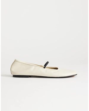 TOPSHOP Bailarinas Blanco Planas Con Puntera Redonda De Cuero Bella De -Neutro