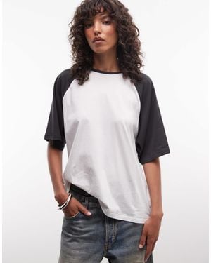 Weekday Boxy Fit Raglan T-shirt With Contrast Sleeves - White