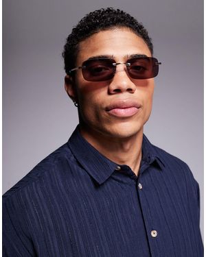 ASOS – rechteckige randlose sonnenbrille mit gläsern - Blau