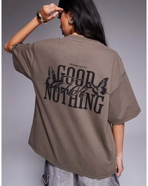 Good For Nothing T-Shirt Oversize Con Logo Sul Retro - Marrone