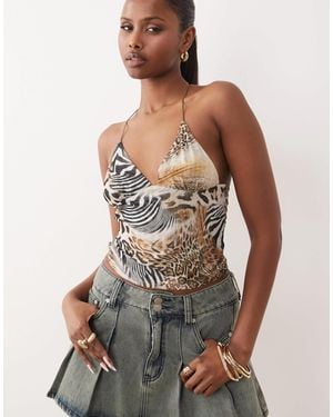 I.AM.GIA Ellery Strappy Butterfly Pattern Open Back Cami Top - Multicolour