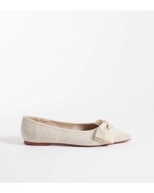 ASOS Wide Fit Langston Bow Pointed Ballet Flats - White