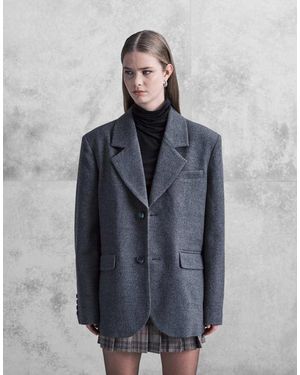 Aria Cove Americana Extragrande Con Hombros Caídos De Tejido Efecto Lana De - Gris