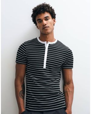ASOS Smal Gestreept Henley T-Shirt - Blauw