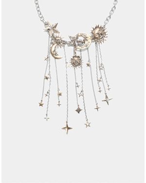 Stradivarius Collier multi-breloques lune et étoile - Neutre
