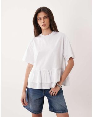 ASOS Oversized T-shirt With Double Peplum Hem - White