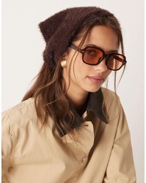 ASOS Knit Small Fluffy Tie Triangle - Brown