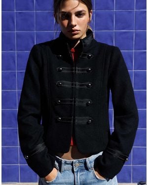 Pull&Bear Veste ajustée à fermoirs - Bleu