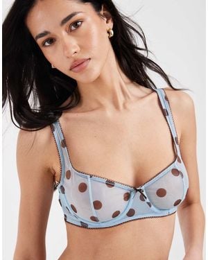 ASOS Astrid Sheer Mesh Polka Dot Underwire Bra - Black