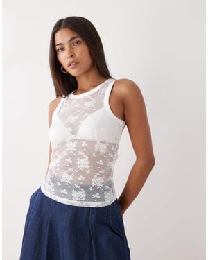 Noisy May Lace Tank Top - White