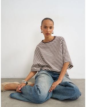 TOPSHOP Stripe Batwing T-shirt - White