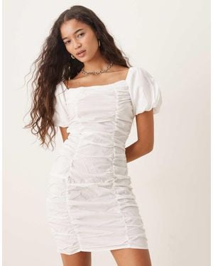 NARRATED Ruched Mini Dress - White