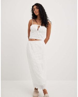 NA-KD Anglaise Midi Skirt - White