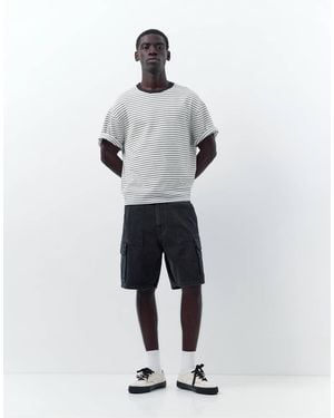 Pull&Bear Baggy Cargo Bermuda Shorts - Grey