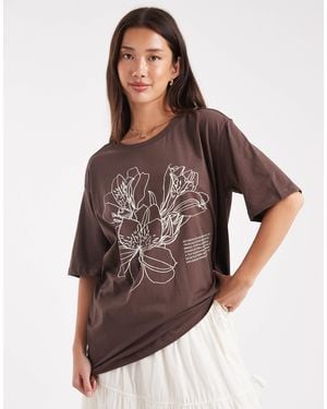 ONLY – oversize-t-shirt - Braun