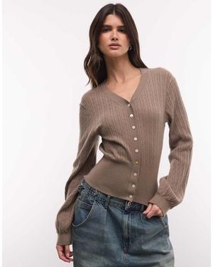 Monki Lightweight Cinched Cardigan - Brown