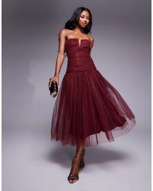 LACE & BEADS – midaxi-kleid - Rot