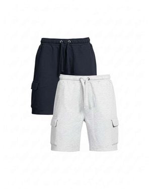 French Connection 2 Pack Cotton Blend Jersey Cargo-Style Shorts - Blue
