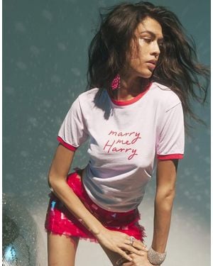 River Island Cotton Marry Me Harry Ringer T-Shirt - Pink