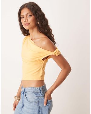 ASOS Top à détails froncés et épaule dénudée - Bleu