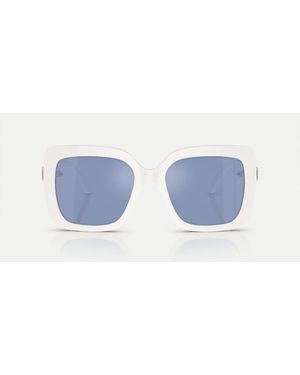 Swarovski Gafas De Sol Blancas Cuadradas Con Lentes Azules Efecto Espejo Sk6001 De