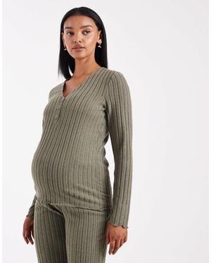 Mama.licious Mamalicious maternity – henley-oberteil aus superweichem rippstrick - Grün