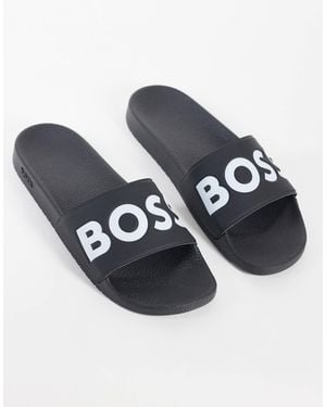 BOSS Boss Logo Print Sliders - Blue