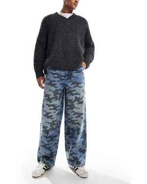 Collusion Vaqueros Holgados Extragrandes Con Estampado Láser De Camuflaje X007 De - Azul