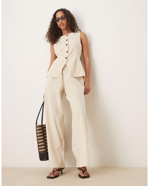ASOS Button Down Vest Jumpsuit - Natural