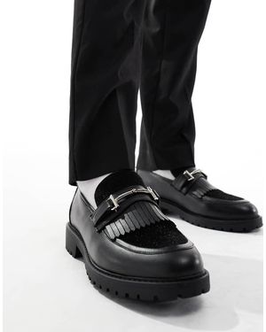 ASOS Mocassini Neri Con Suola Spessa E Pelliccia Sintetica - Nero