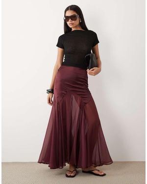 ASOS Satin And Chiffon Mix Fishtail Skirt - Purple