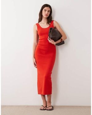 ASOS Cotton Blend Scoop Back Dress - Red