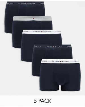Tommy Hilfiger Signature Essential 5 Pack Trunk With Coloured Waistband - Blue