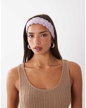Kiwi & Co Handknit Crochet Tie Back Headband - Brown