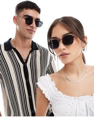 A.Kjærbede – hello – runde sonnenbrille mit em metallrahmen - Schwarz