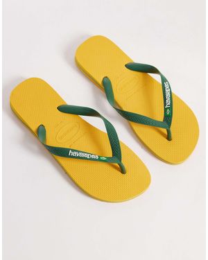 Havaianas Unisex Brazil Logo Flip Flops - Yellow