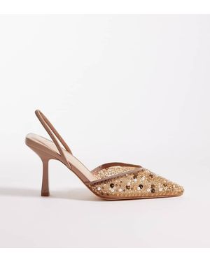 SEQWL Wide Fit Salado Sling Back Embelished Heeled Shoe - Pink