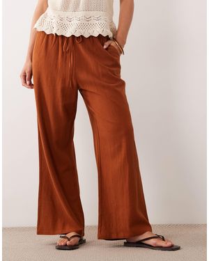 Miss Selfridge Linen Look Pull On Trouser - Brown