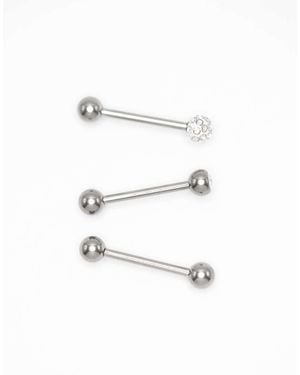Lovisa Titanium Pave Tongue Rings - White