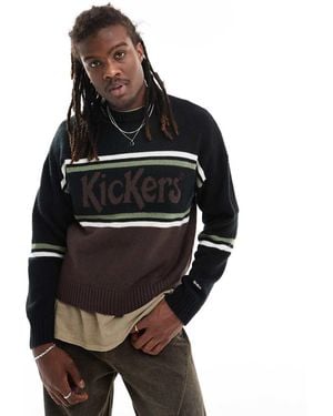 Kickers Relaxed Knit Jumper With Stripe Logo - Black