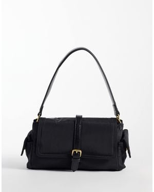 Mango Buckle Detail Shoulder Bag - Black